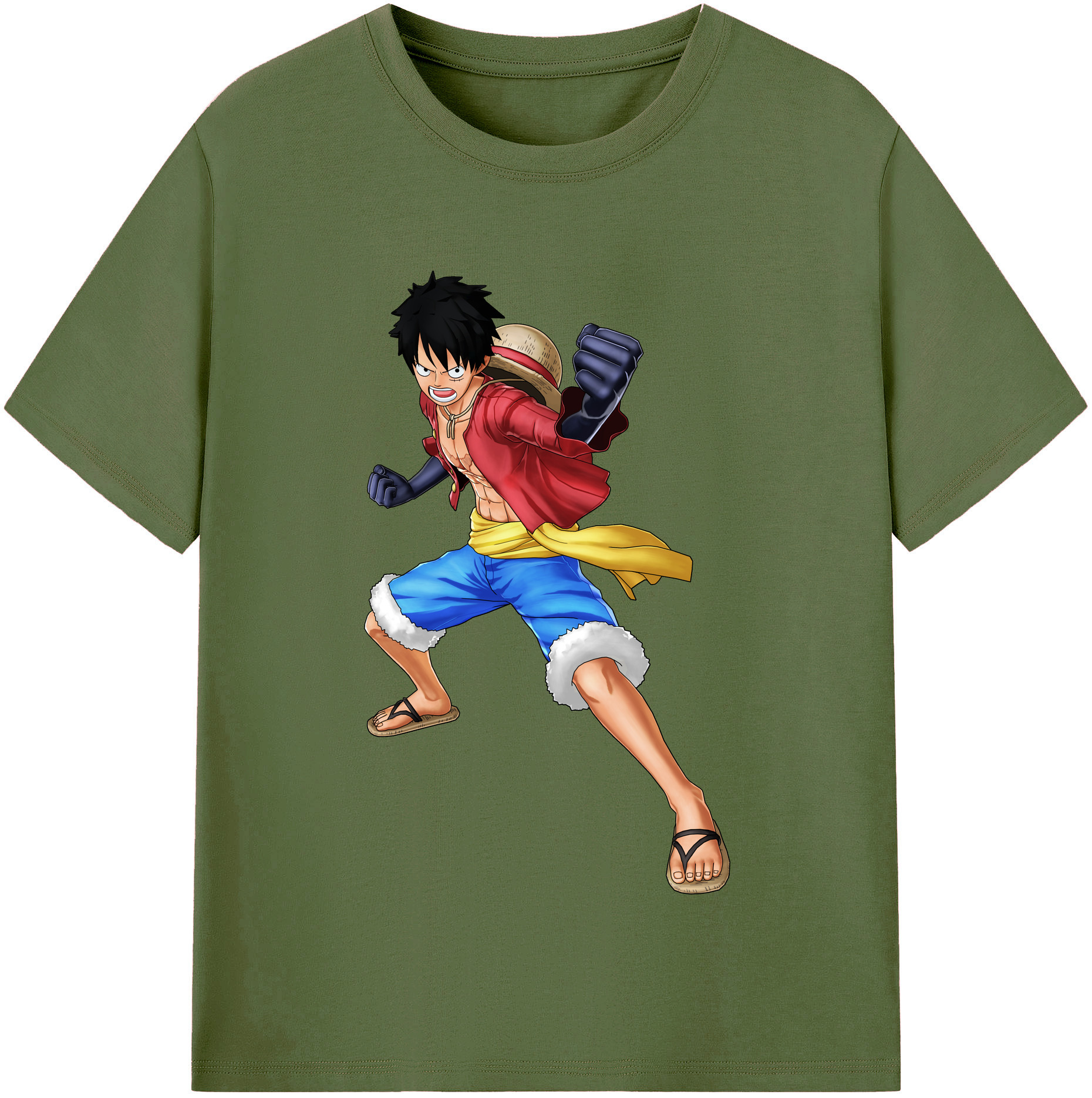 ワンピース モンキー・D・ルフィ ONE PIECE Monkey D. Luffy 綿100％半袖Tシャツ（フロントプリント）